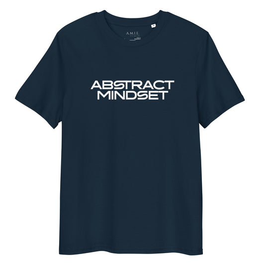French Navy organic cotton t-shirt with bold Abstract Mindset typography design