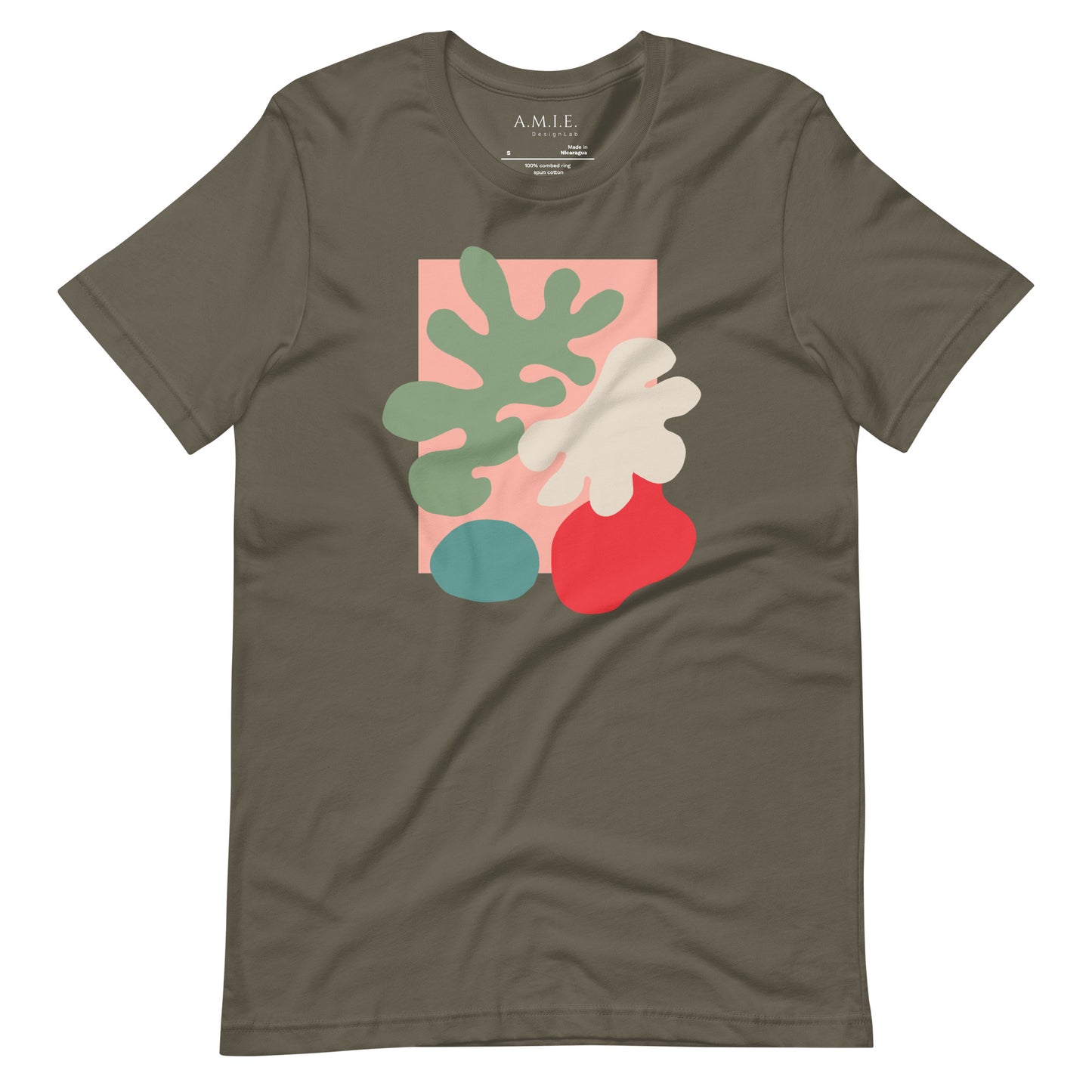 Abstract Botanicals Unisex T-Shirt | Modern Plant-Inspired Design | Army Unisex T-Shirts