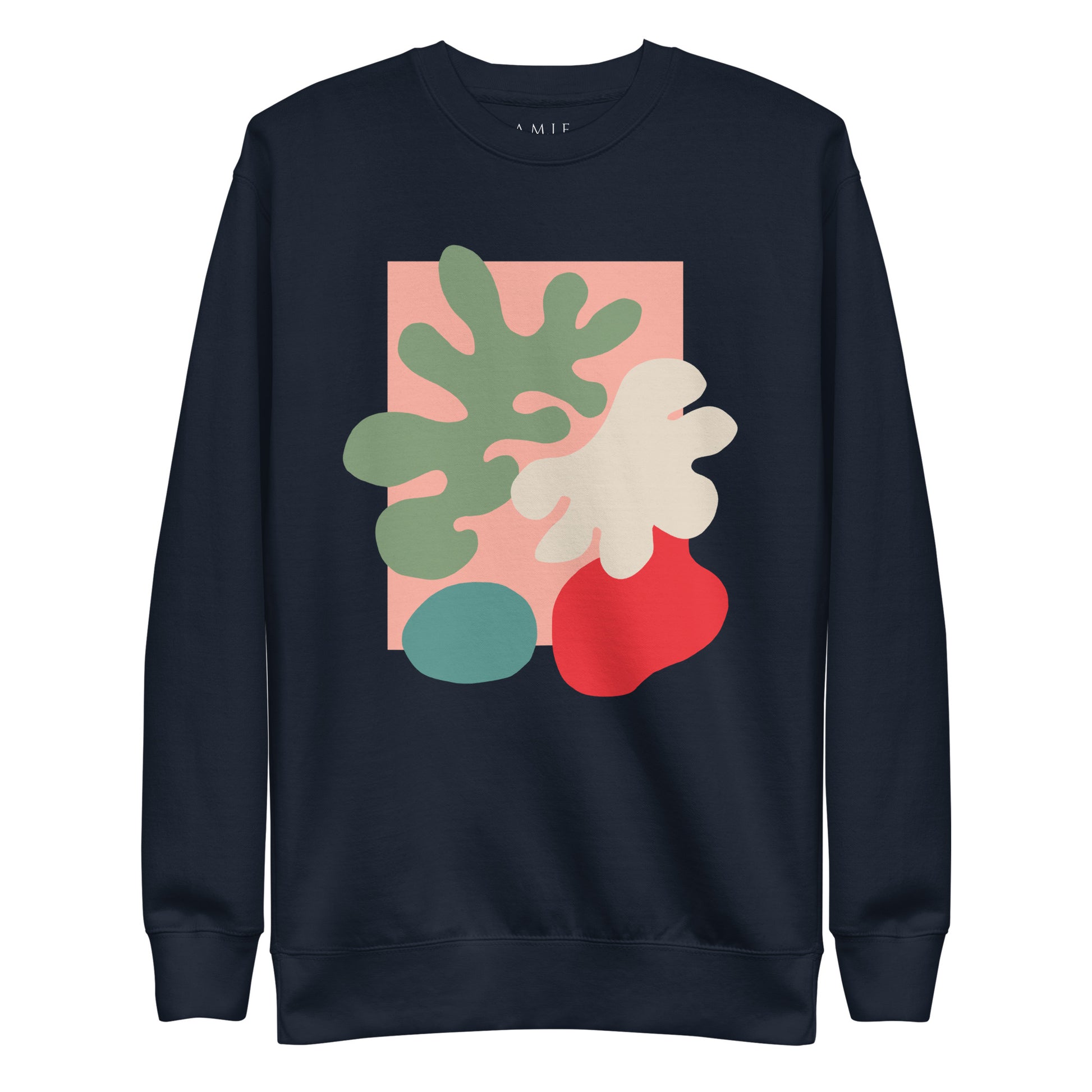 Abstract Botanicals Unisex Premium Sweatshirt | Modern Nature-Inspired Design | Navy Blazer Sweatshirt