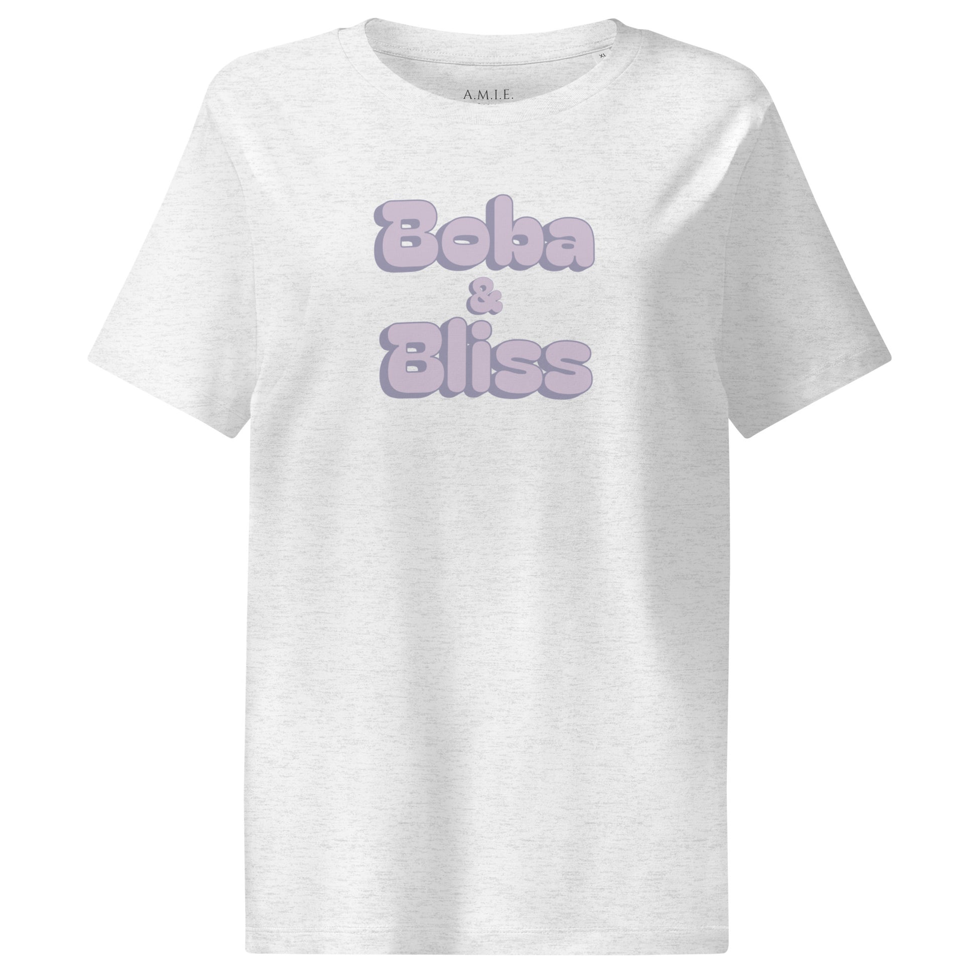 Boba &amp; Bliss typography cool heather grey organic tee