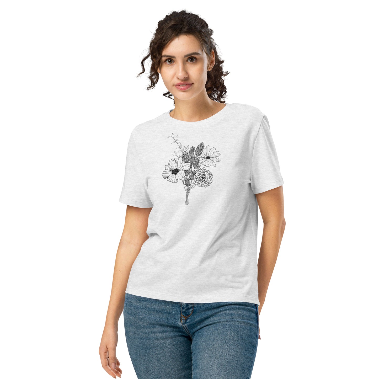 Botanical Sketch organic cotton t-shirt with minimalist floral-inspired artwork
