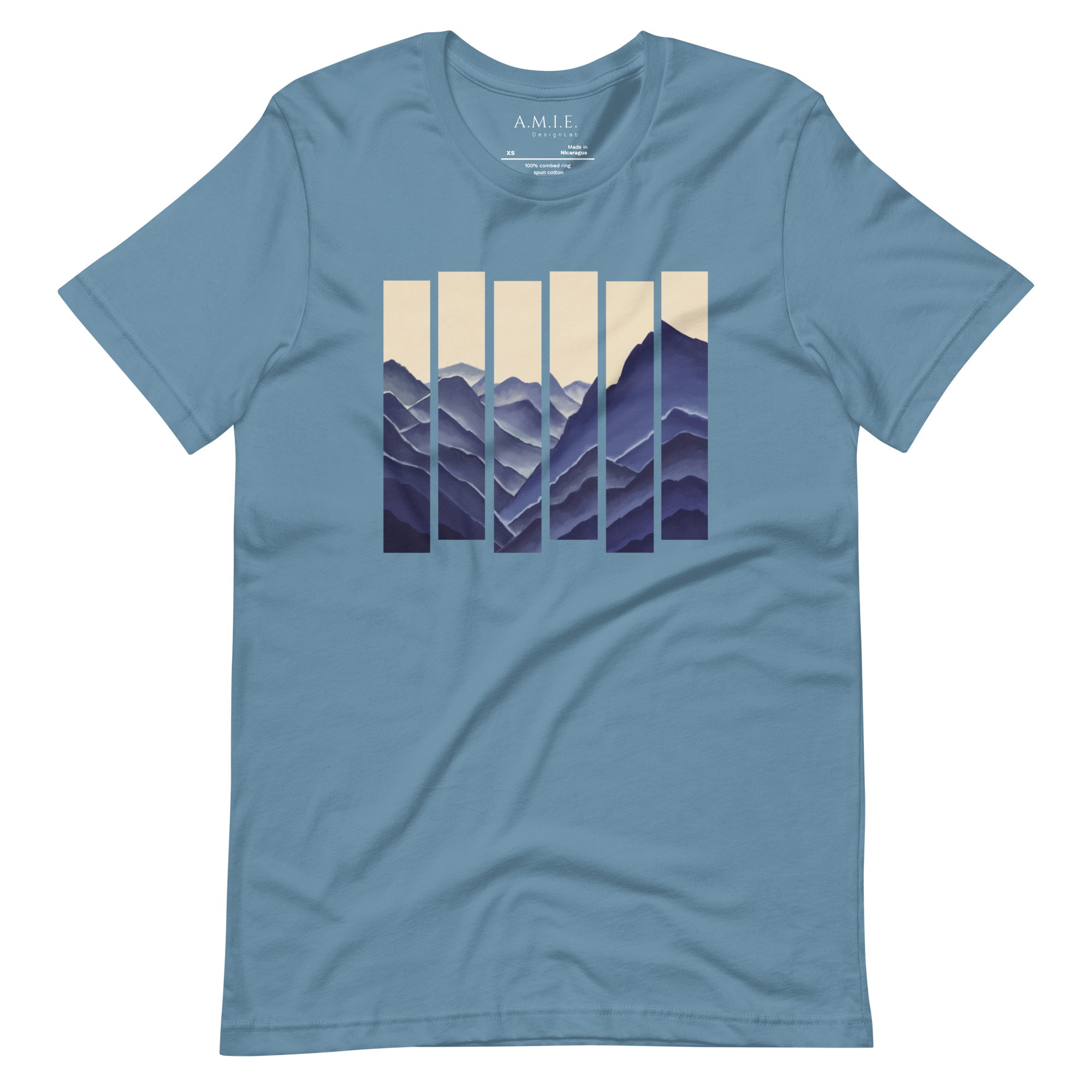 Elevated Horizon Unisex T-Shirt | Striped Landscape | Steel Blue T-Shirt