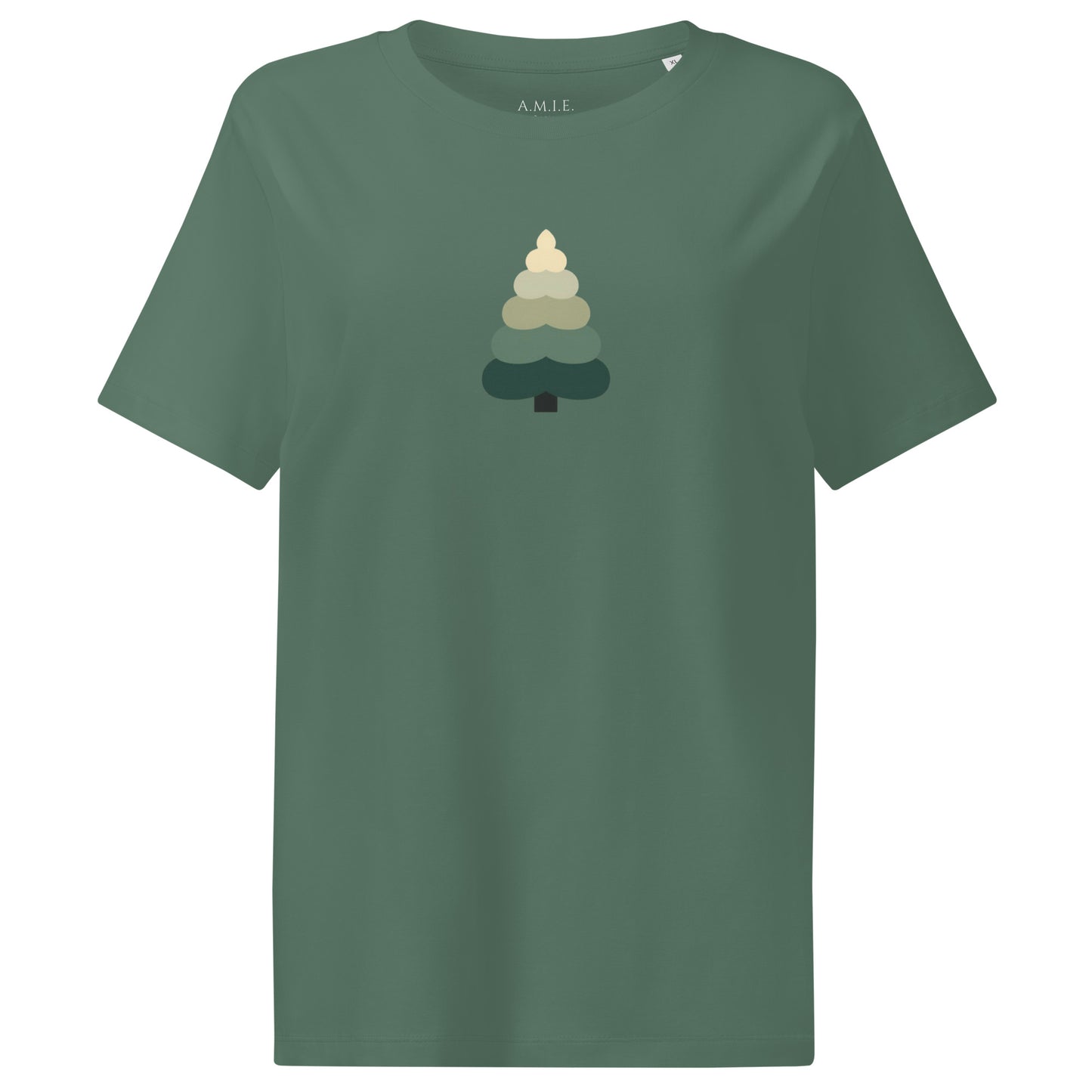 Bring a calm, nature-inspired touch to your wardrobe with this minimalist evergreen tree design. 