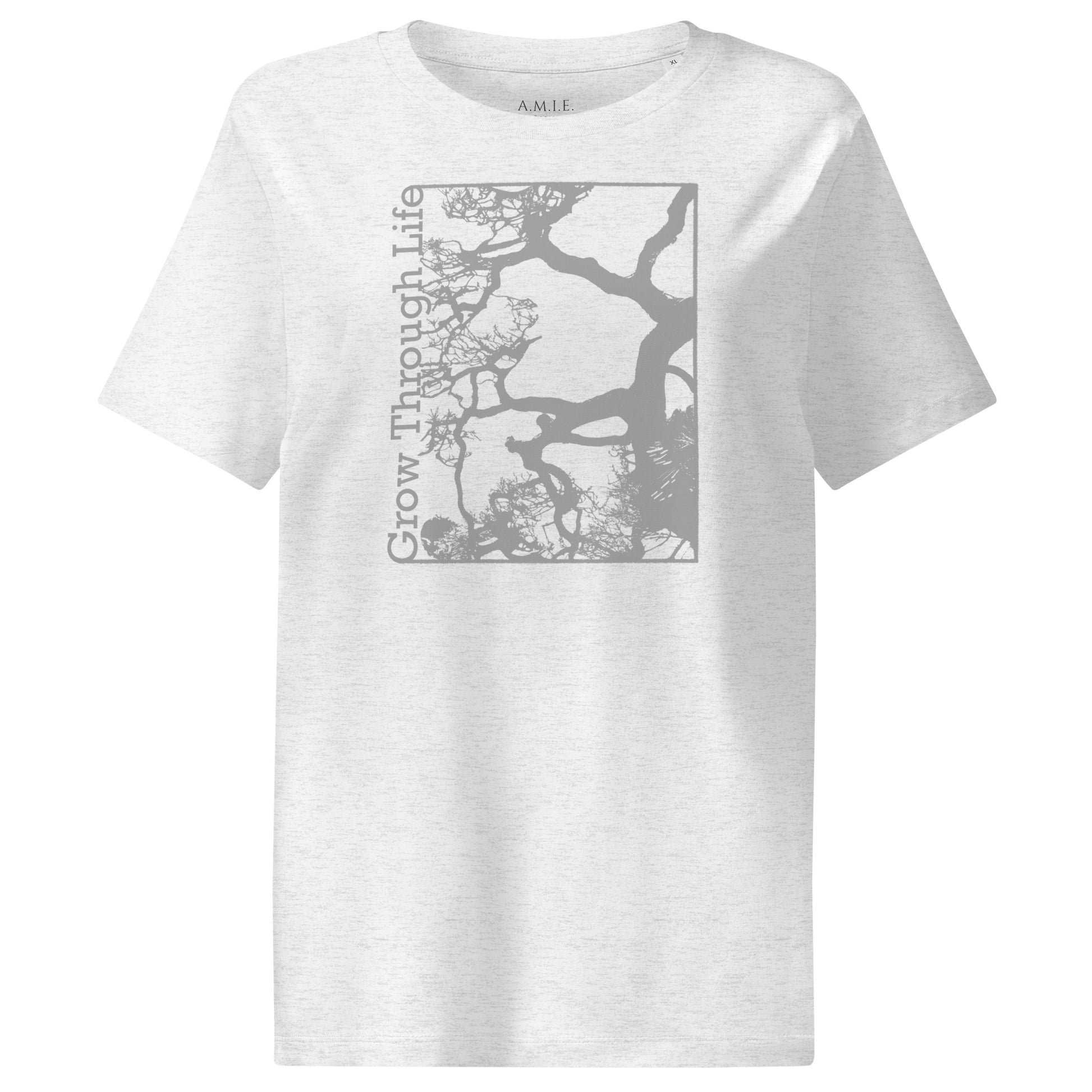 Life’s Journey Tree organic cotton tee with inspirational Grow Through Life design