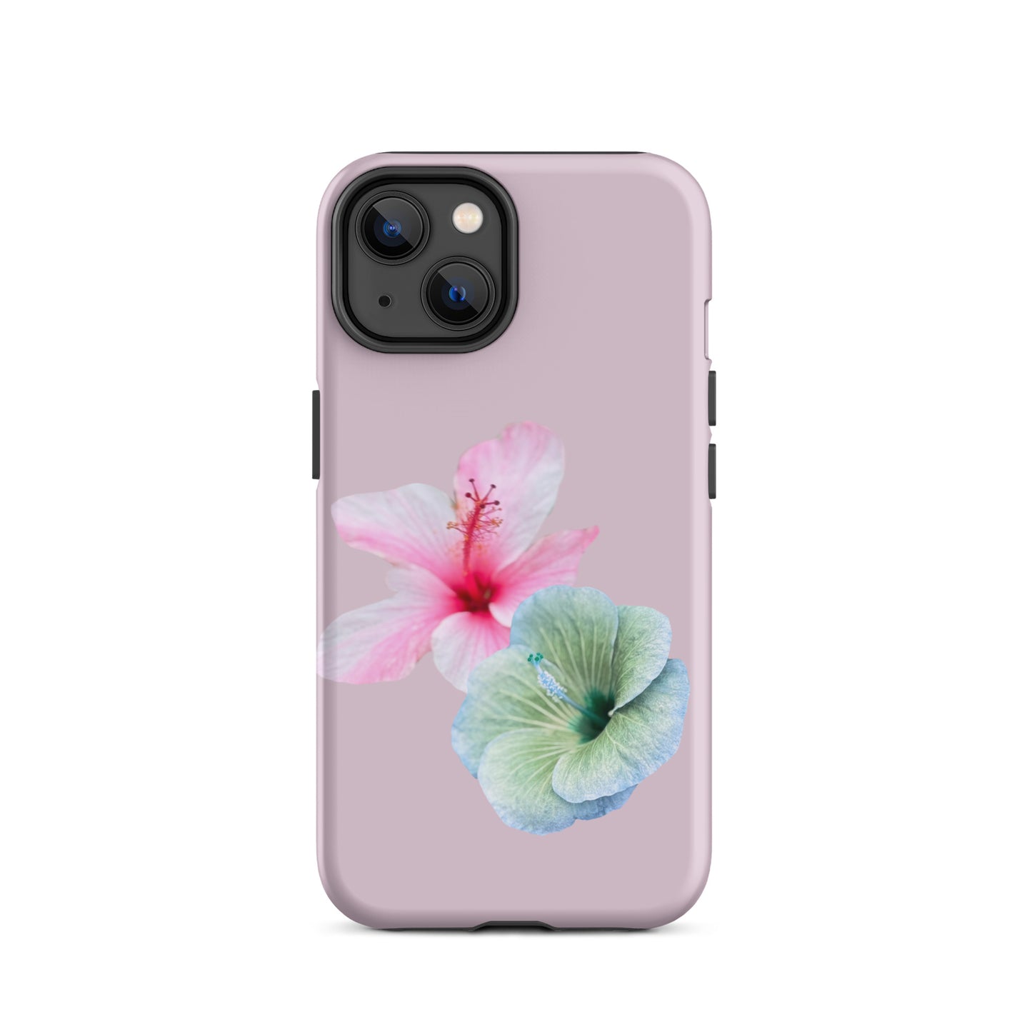 Hibiscus Harmony iPhone 14 Tough Case – floral design with pink and aqua blooms