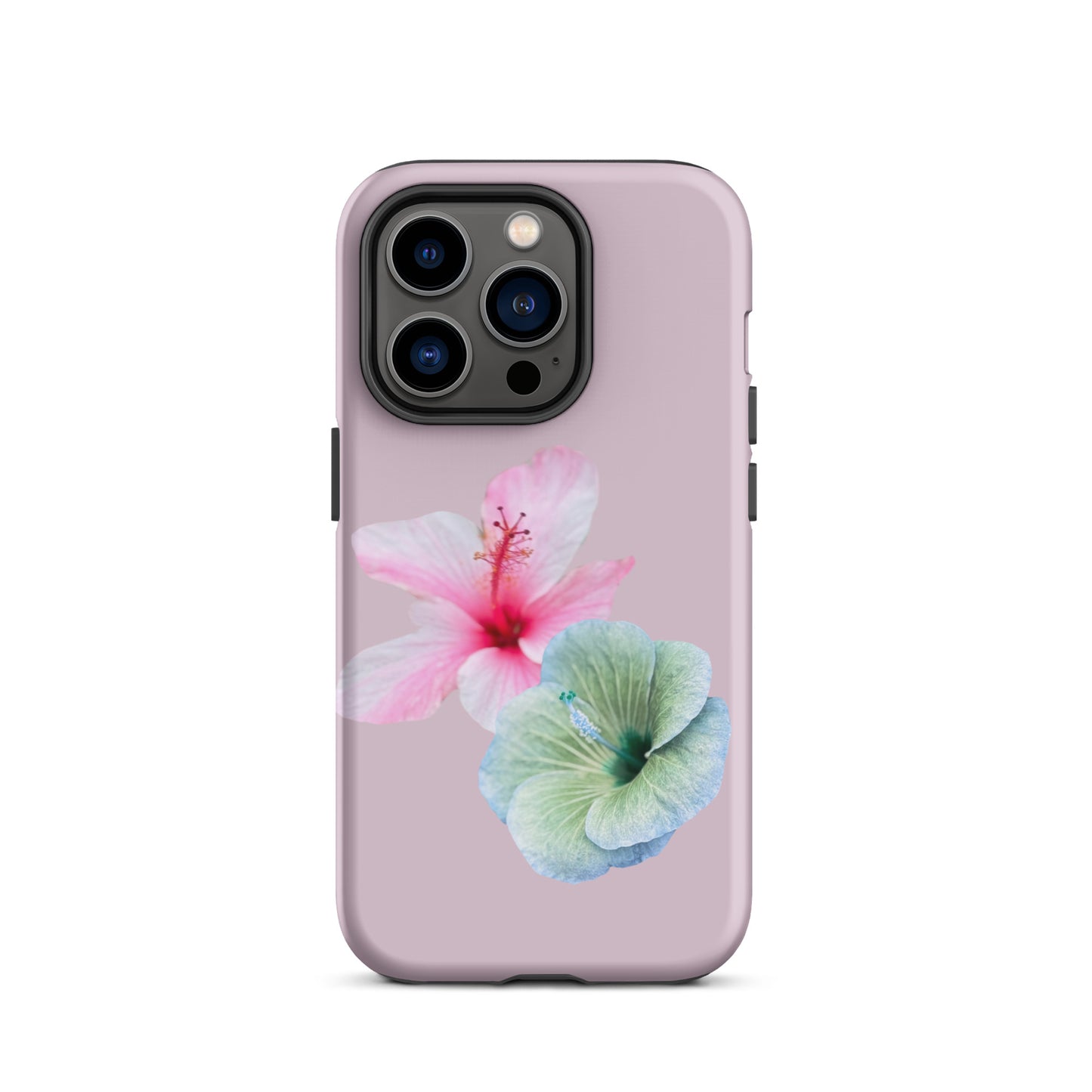 Hibiscus Harmony iPhone 14 Pro Tough Case – floral design with pink and aqua blooms