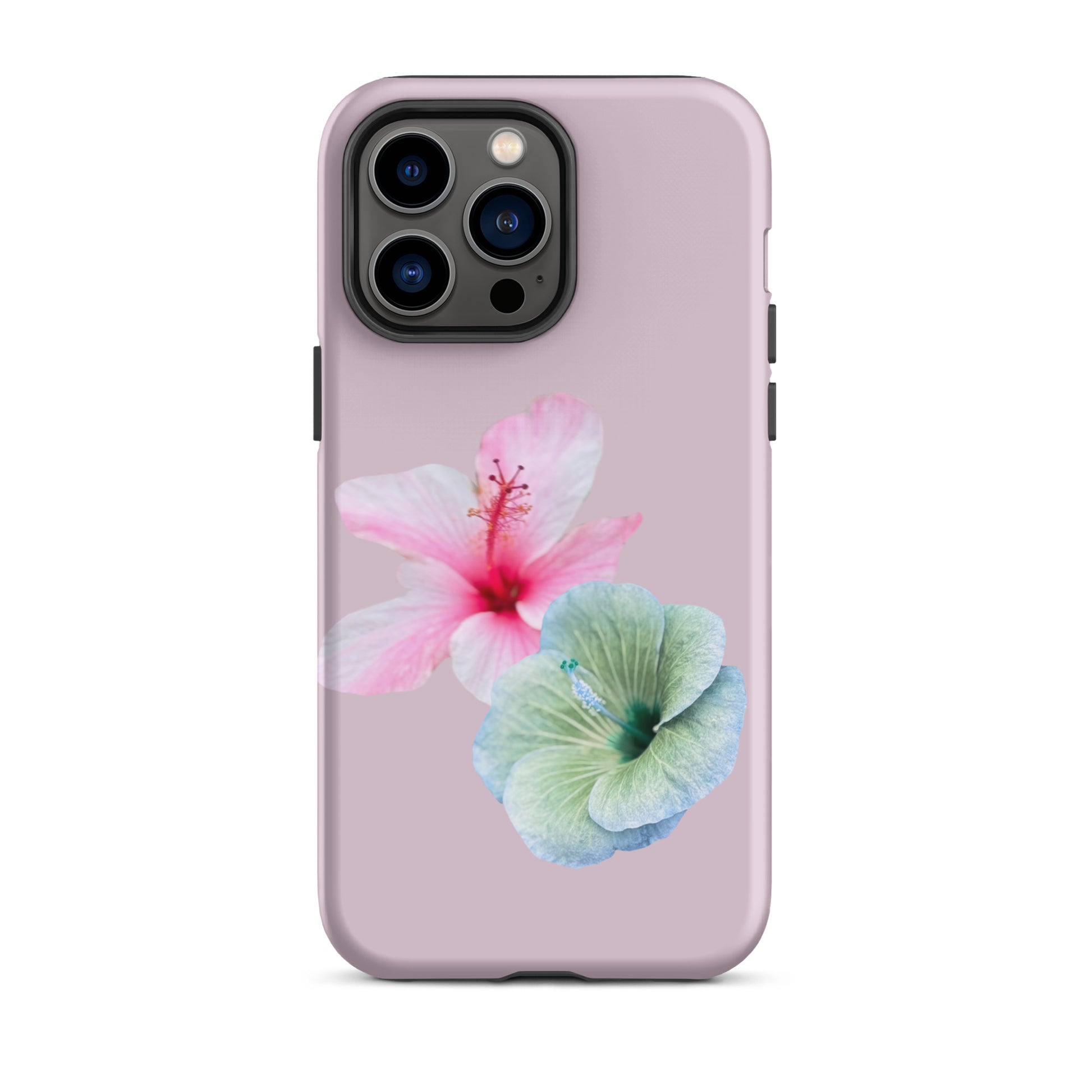 Hibiscus Harmony iPhone 14–16 Tough Case – floral design with pink and aqua blooms