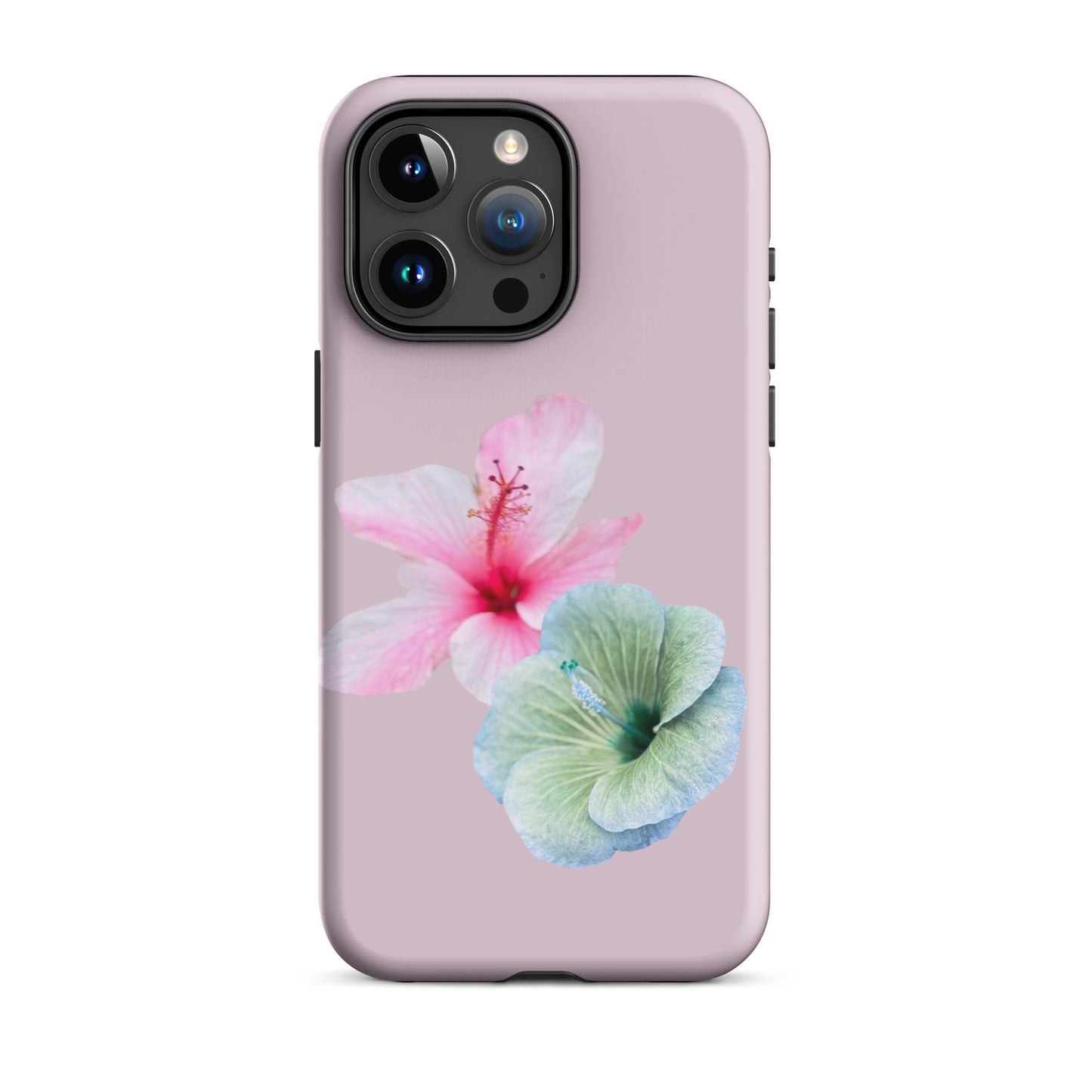 Hibiscus Harmony iPhone 15 pro max Tough Case – floral design with pink and aqua blooms