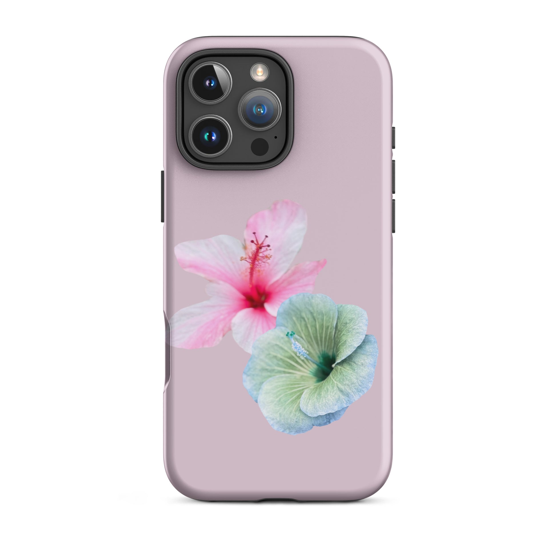 Hibiscus Harmony iPhone 16 pro max Tough Case – floral design with pink and aqua blooms
