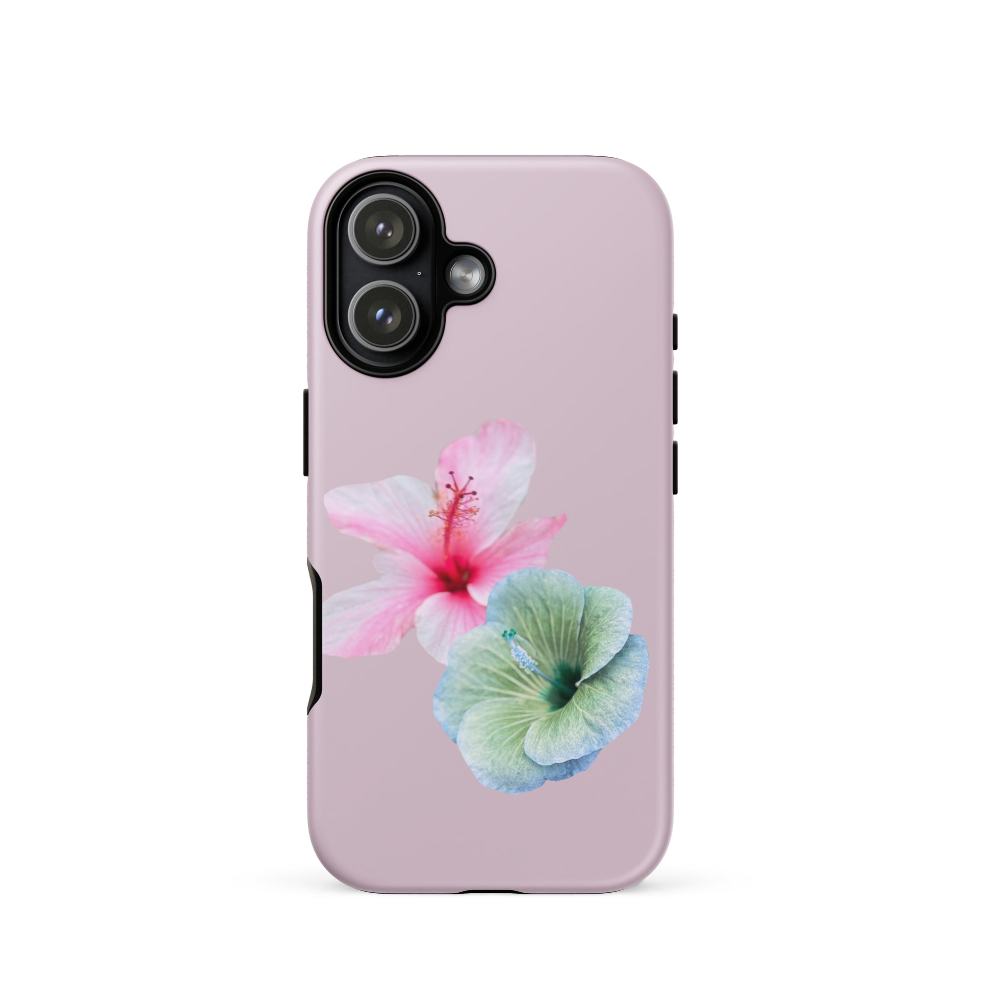 Hibiscus Harmony iPhone 17 Tough Case – floral design with pink and aqua blooms