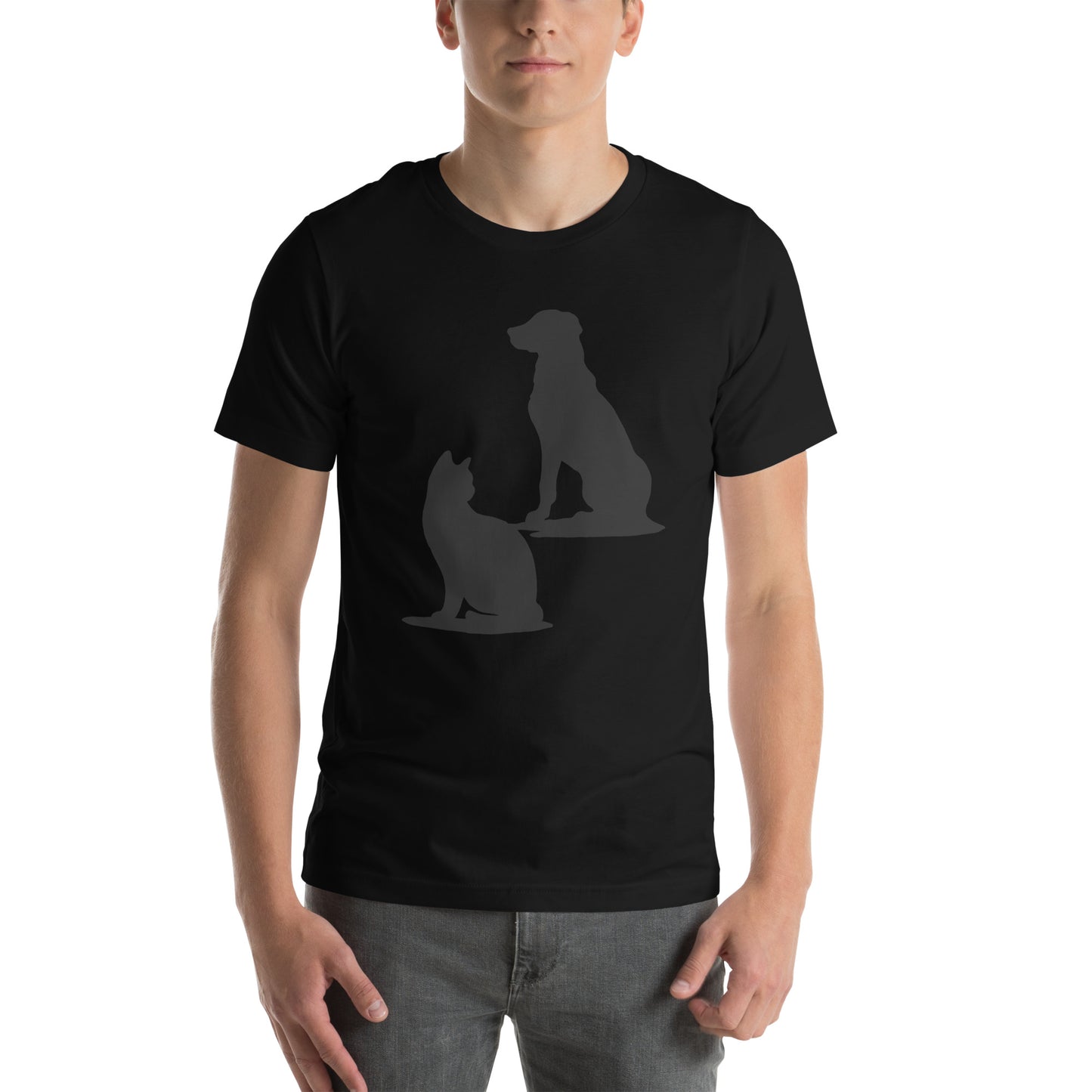 Classic Duo Unisex T-Shirt | Beloved Pet Design | Black T-Shirt on Model