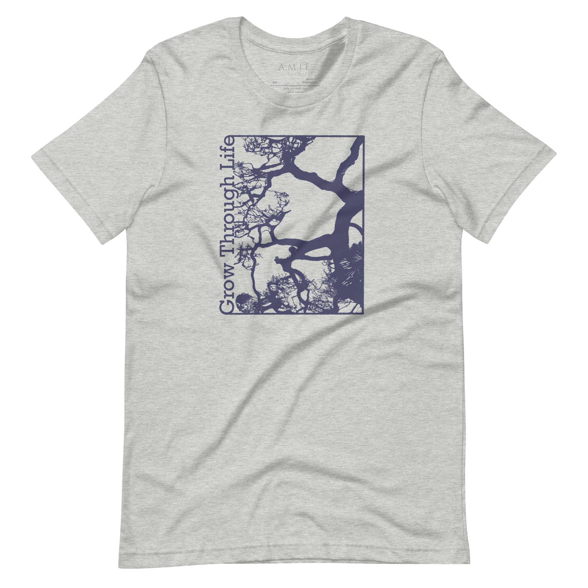 Unisex athletic heather t-shirt with intricate tree design. Symbolizes strength, growth, and transformation. Soft, breathable fabric for everyday wear.