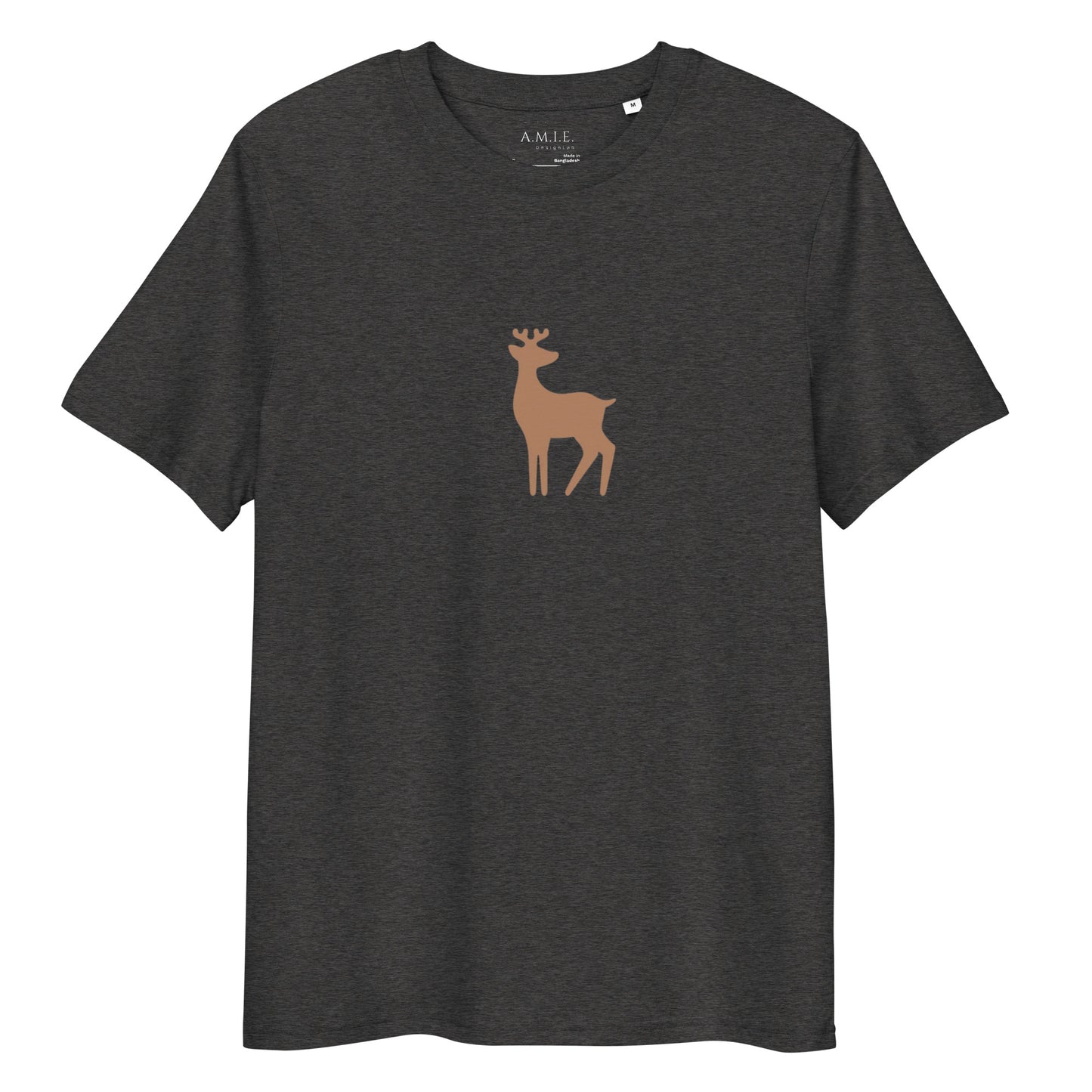 Unisex organic tee featuring simple deer artwork