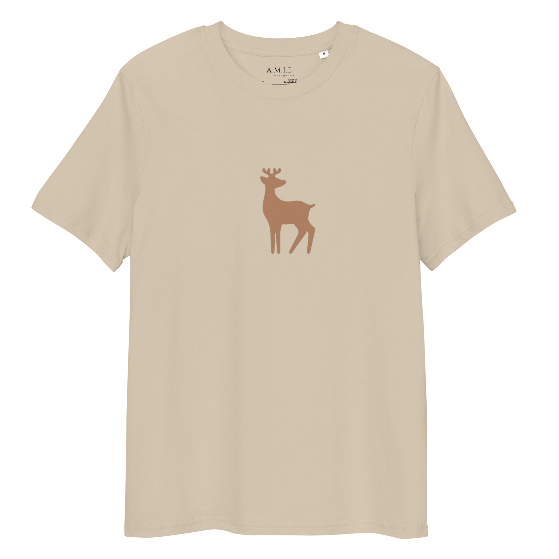 Classic black t-shirt with minimalist deer illustration – unisex