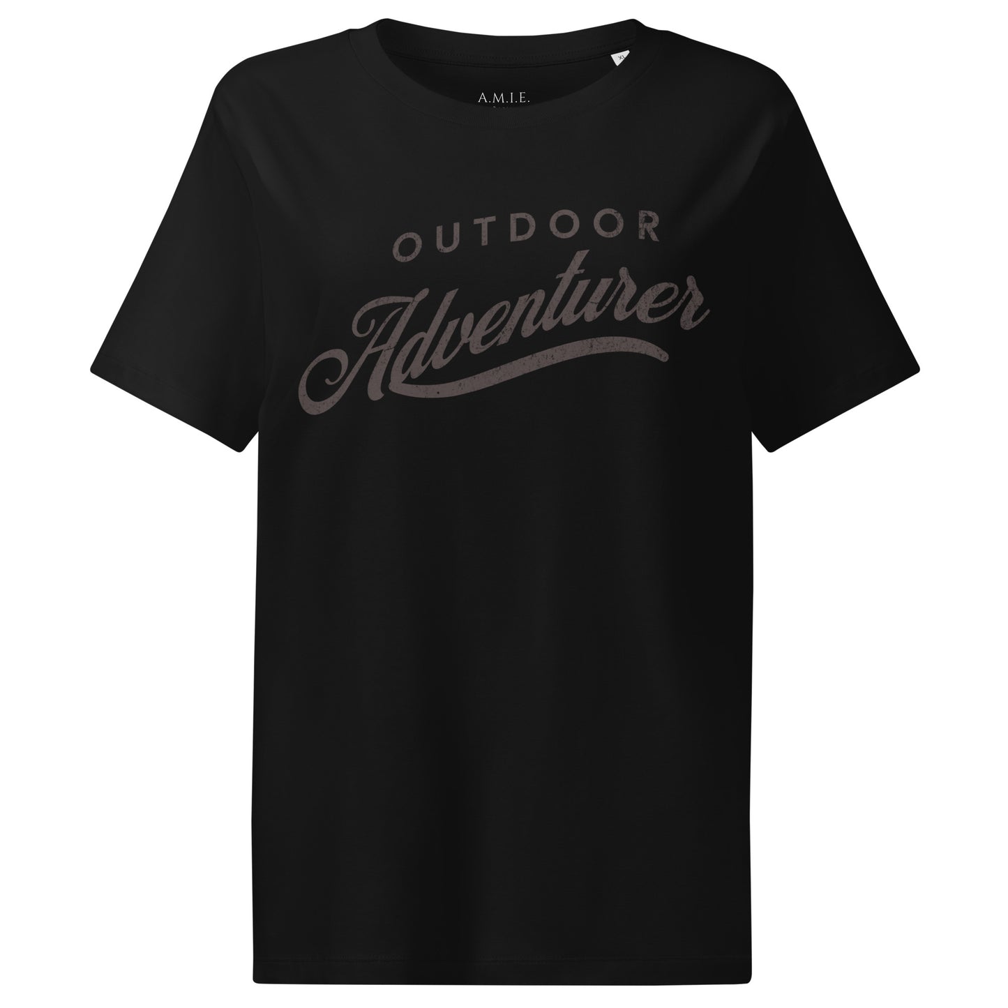 Women’s organic cotton t-shirt in black featuring Outdoor Adventurer 