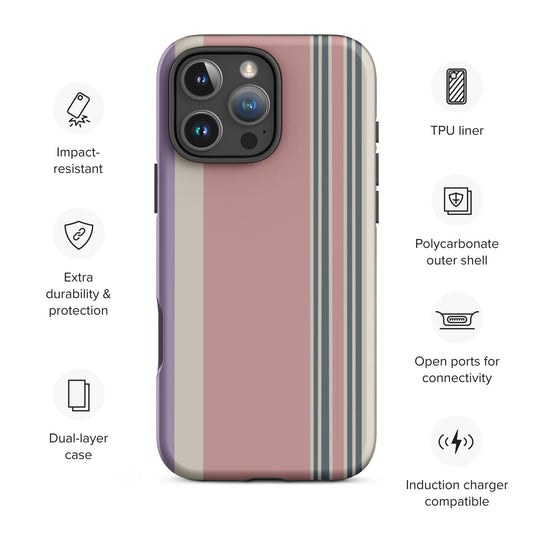 Pink and cream striped iPhone case with minimalist modern abstract design.