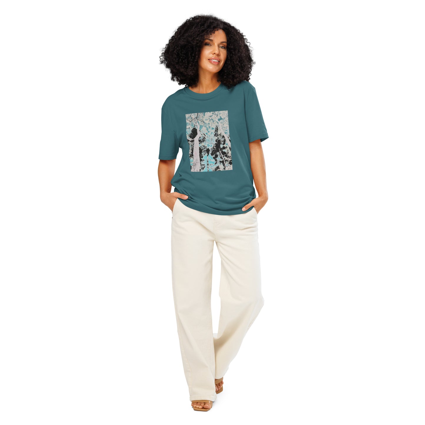 Tranquil Forest organic cotton graphic tee with serene forest-inspired design