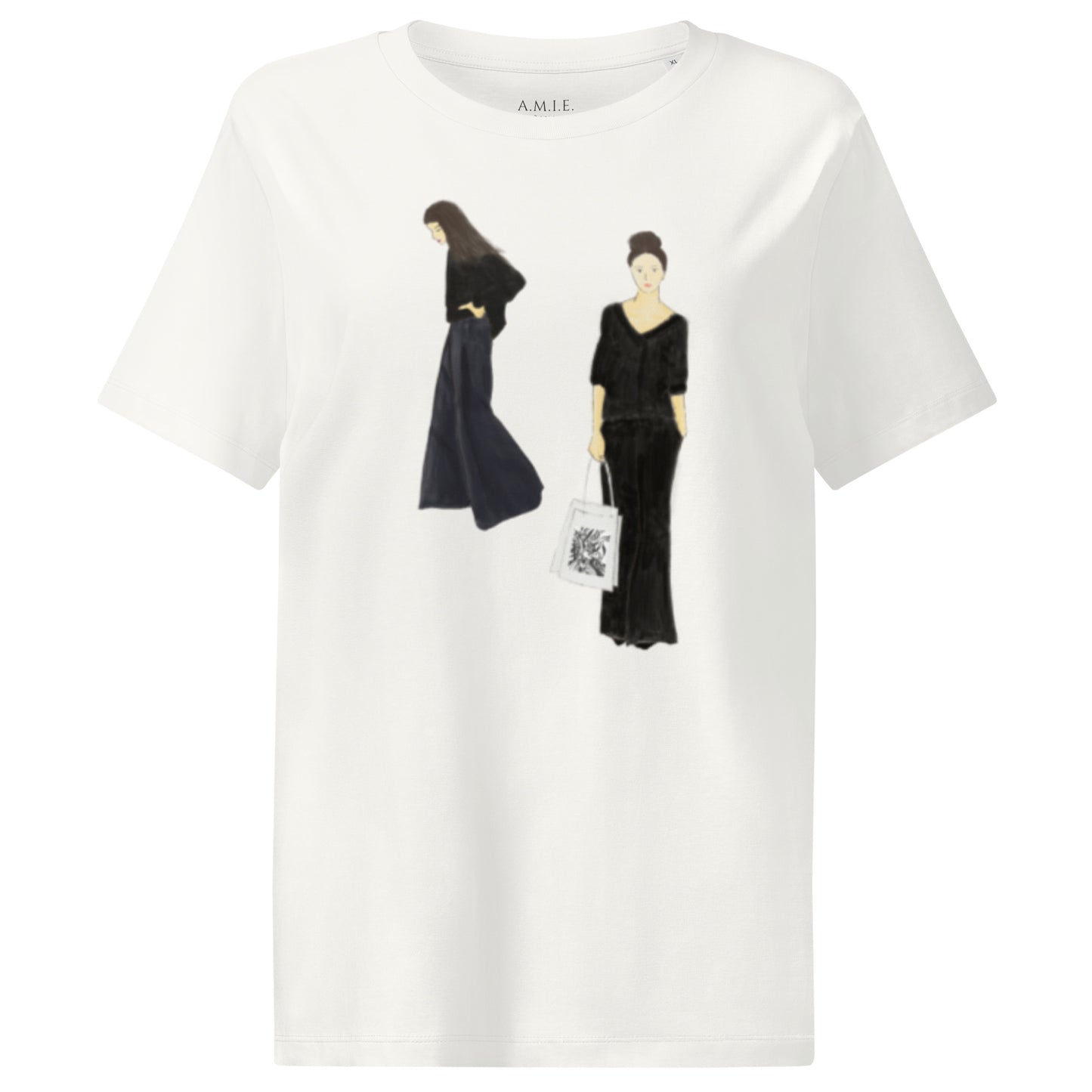 Unisex organic cotton graphic tee featuring chic minimalist fashion artwork