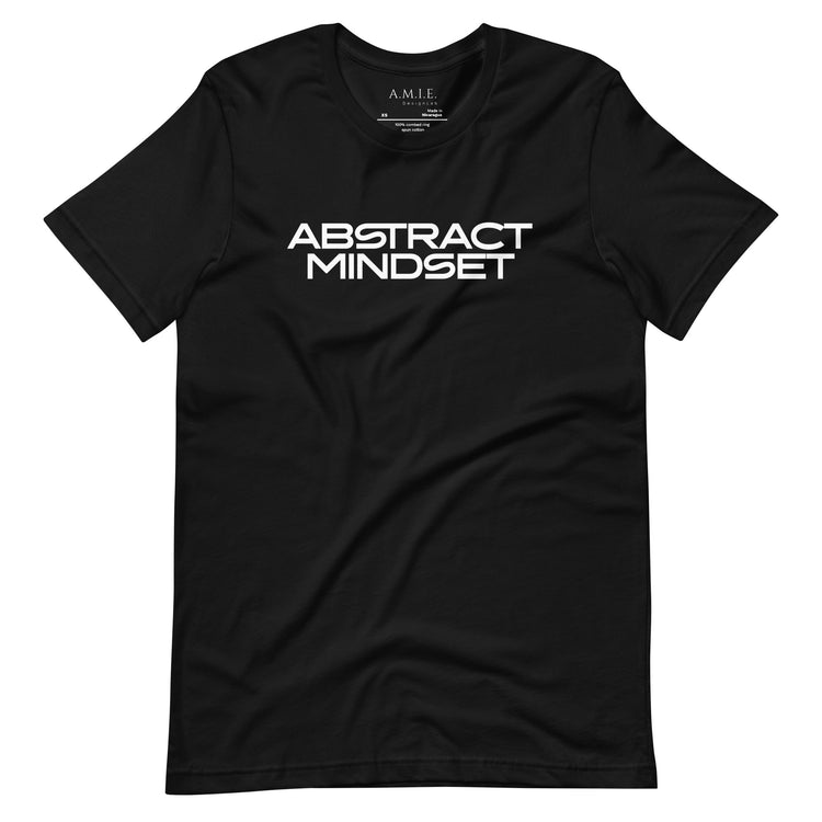 Black t-shirt featuring ‘Abstract Mindset’ in bold, clean text. A modern, minimalist statement piece for creatives and forward-thinkers.