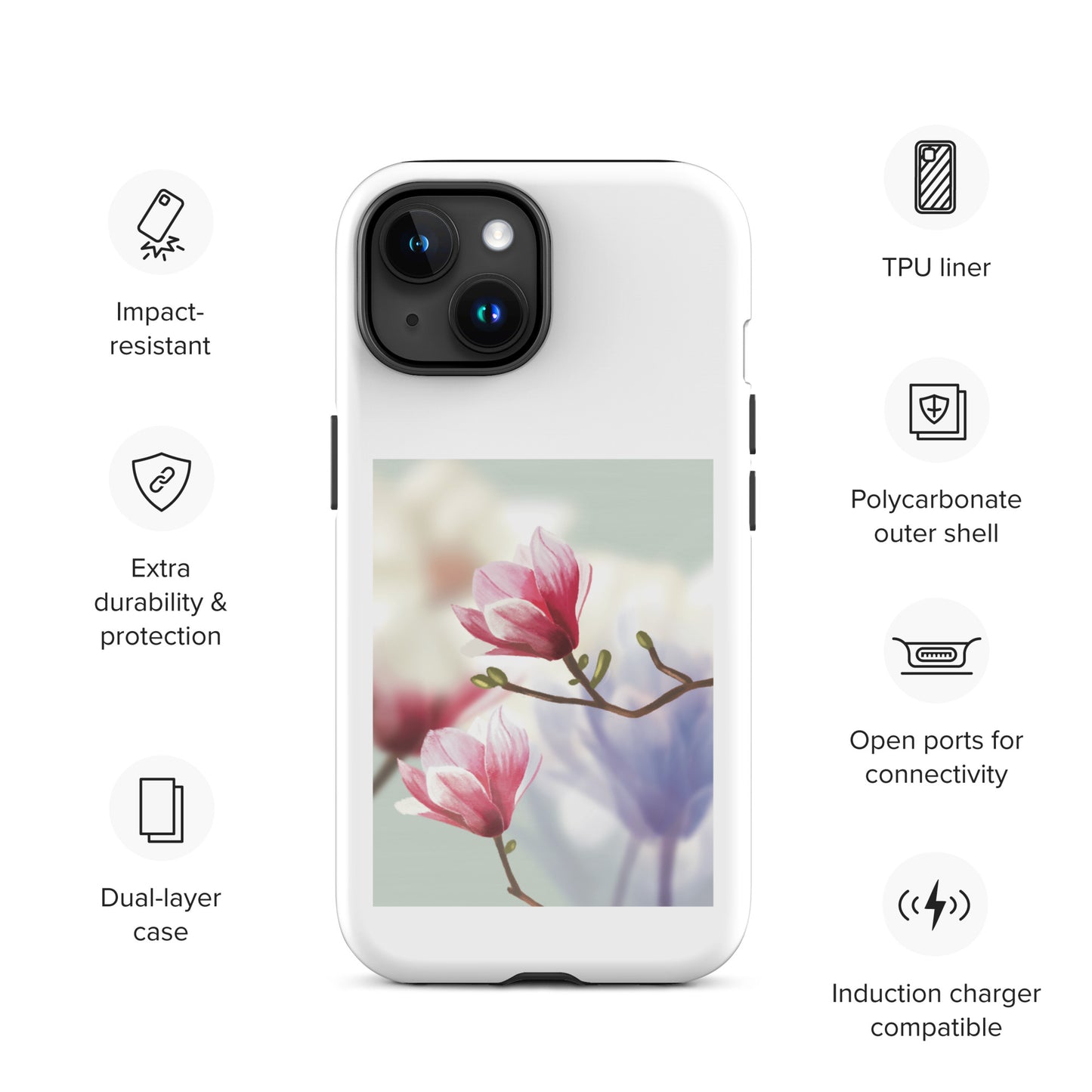 Blossom Serenity Tough Case for iPhone® 15 | Floral