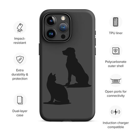 Cat and Dog Black Tough Case for iPhone® 15 Pro Max | Beloved Pet Design 