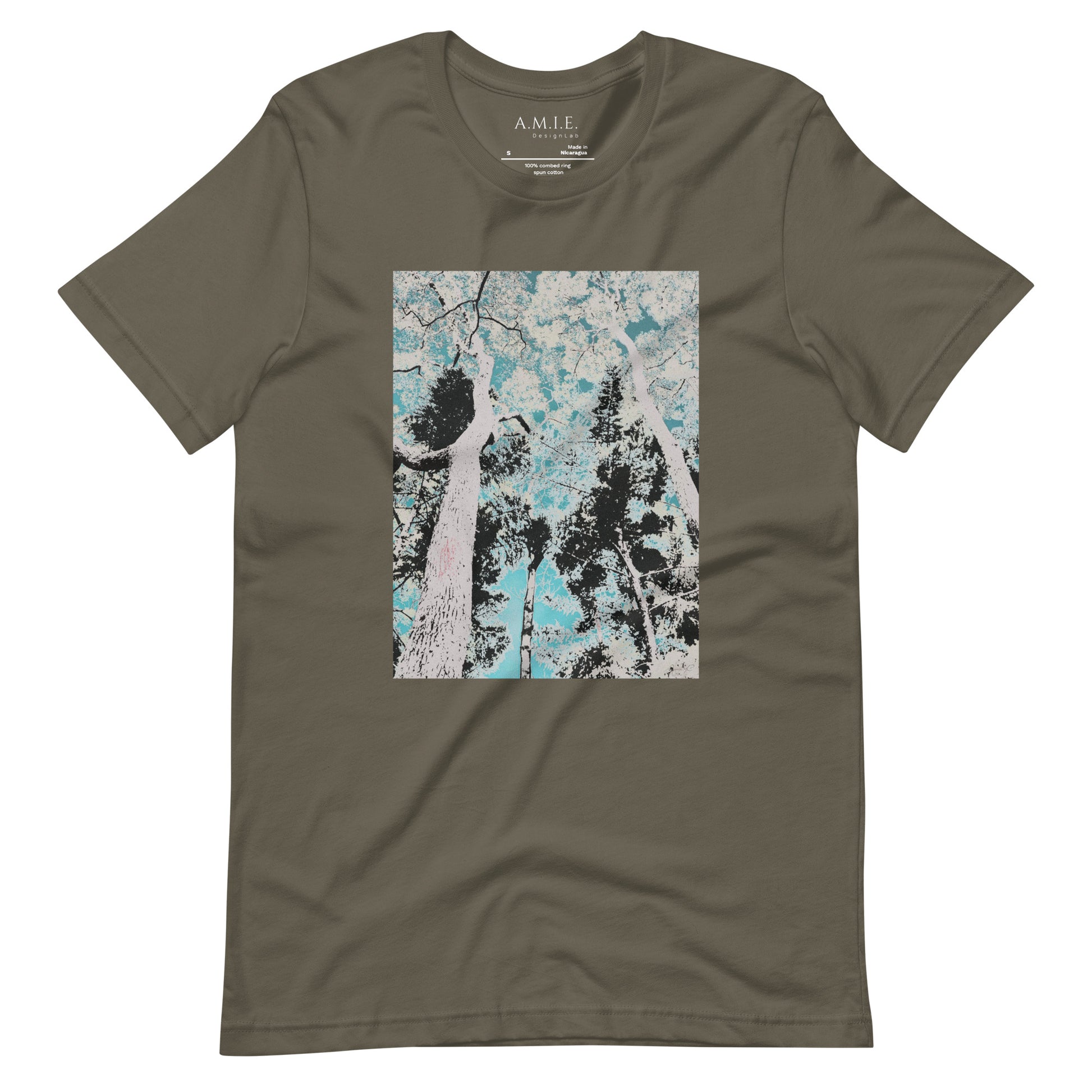 Tranquil Forest Print Unisex T-Shirt | Serene Landscape | Army T-Shirt