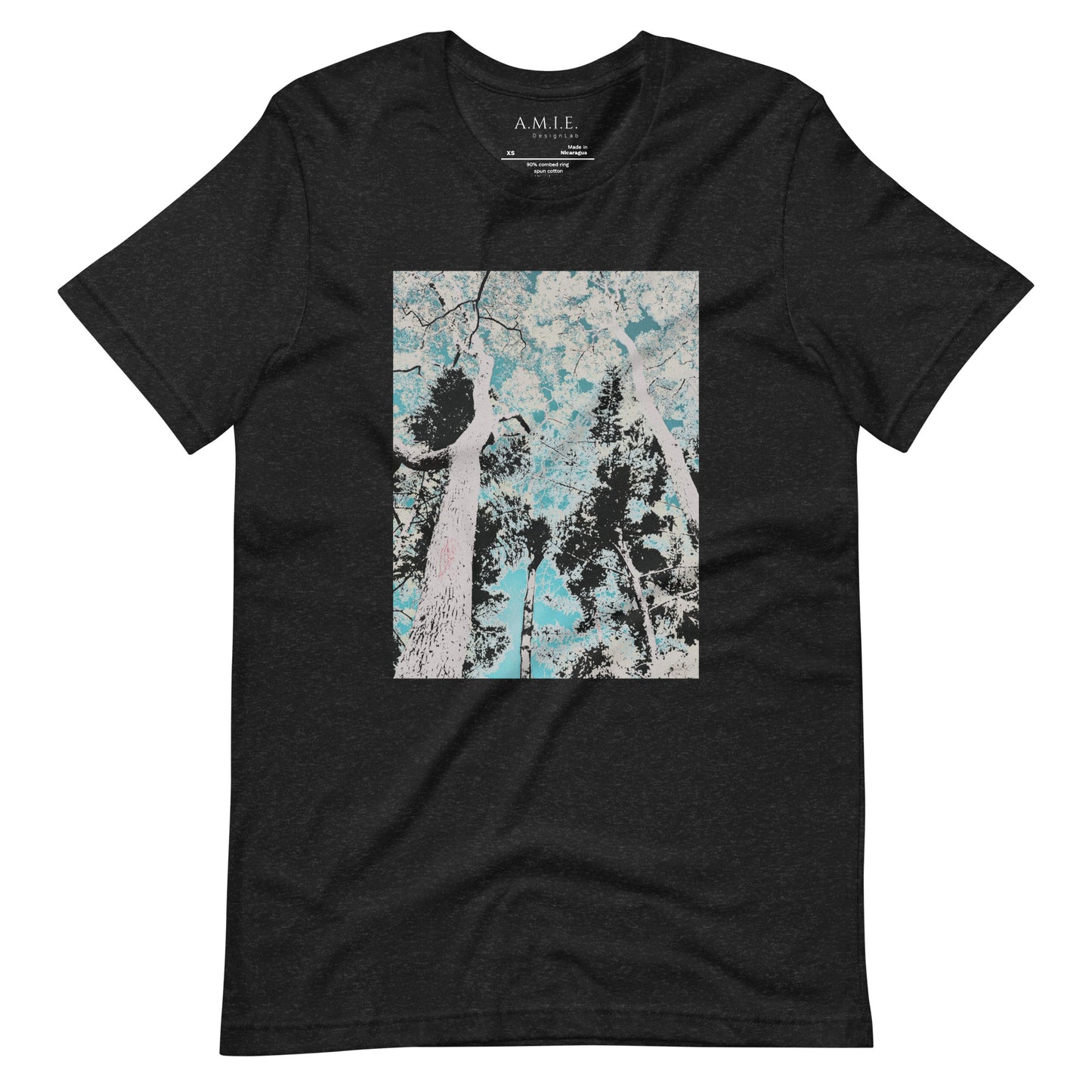 Tranquil Forest Print Unisex T-Shirt | Serene Landscape | Black Heather T-Shirt