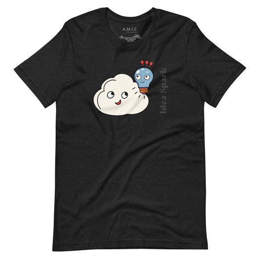 Cloud and Bulb Buddies Unisex T-Shirt | Creativity Inspired Design | Black Heather T-Shirt