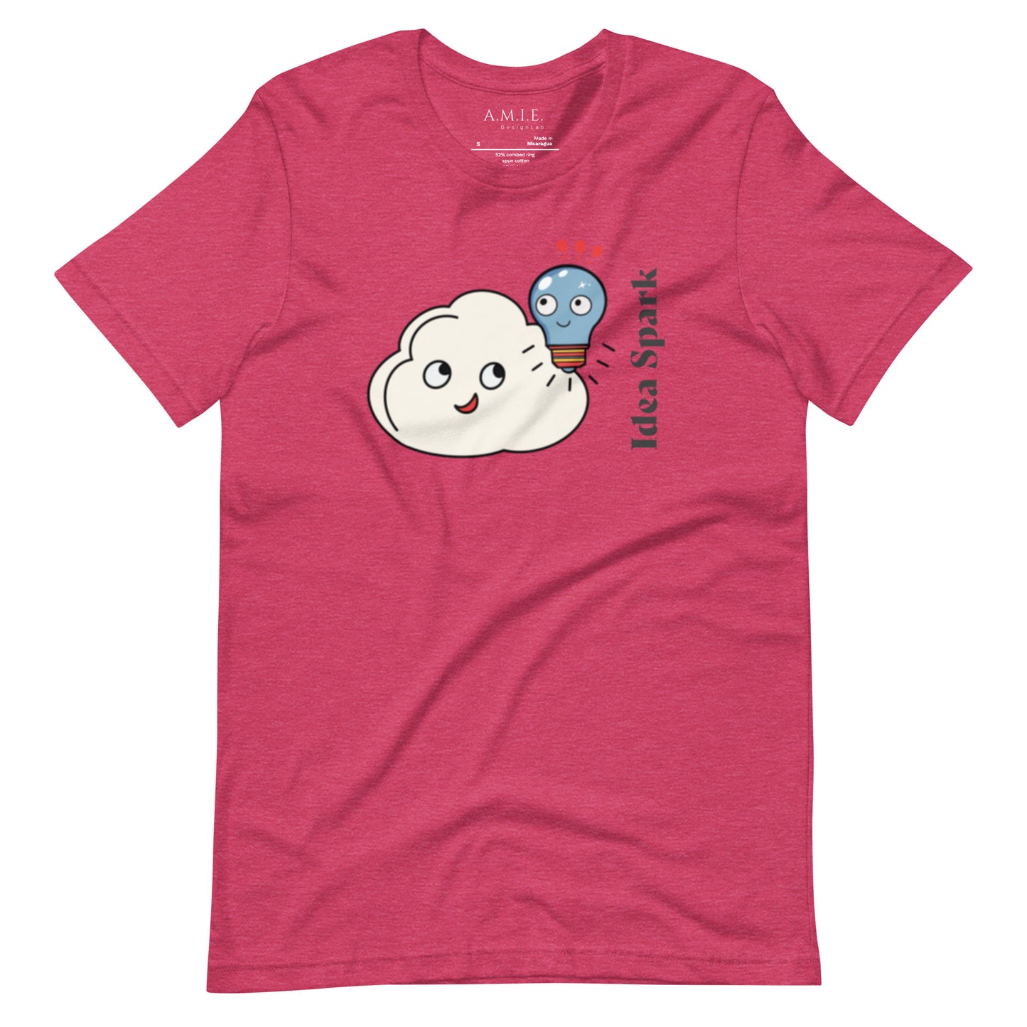 Cloud and Bulb Buddies Unisex T-Shirt | Creativity Inspired Design | Heather Raspberry T-Shirt